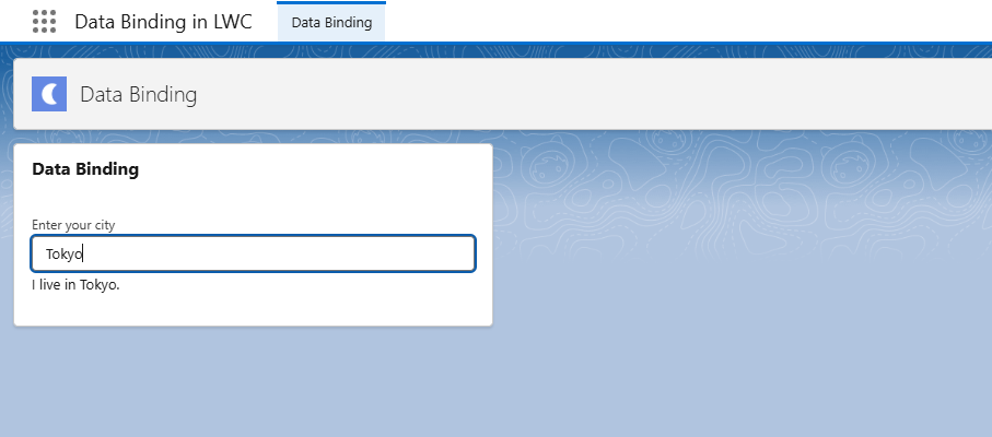 Illustrate the output of two-way data binding in LWC
